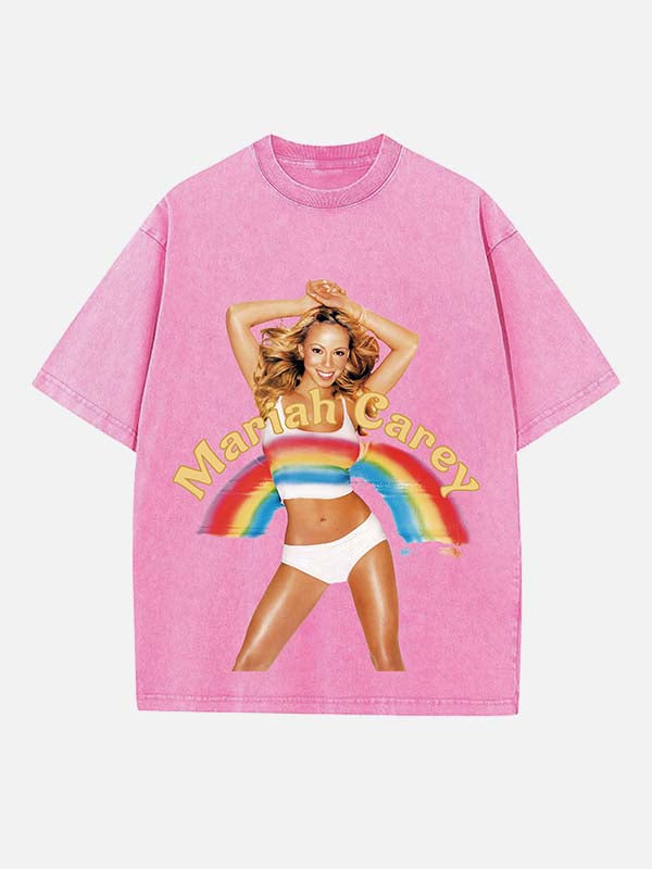 Mariah Carey Print Round Neck T-shirt