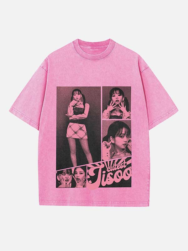 BLACKPINK Jisoo Print Round Neck T-shirt