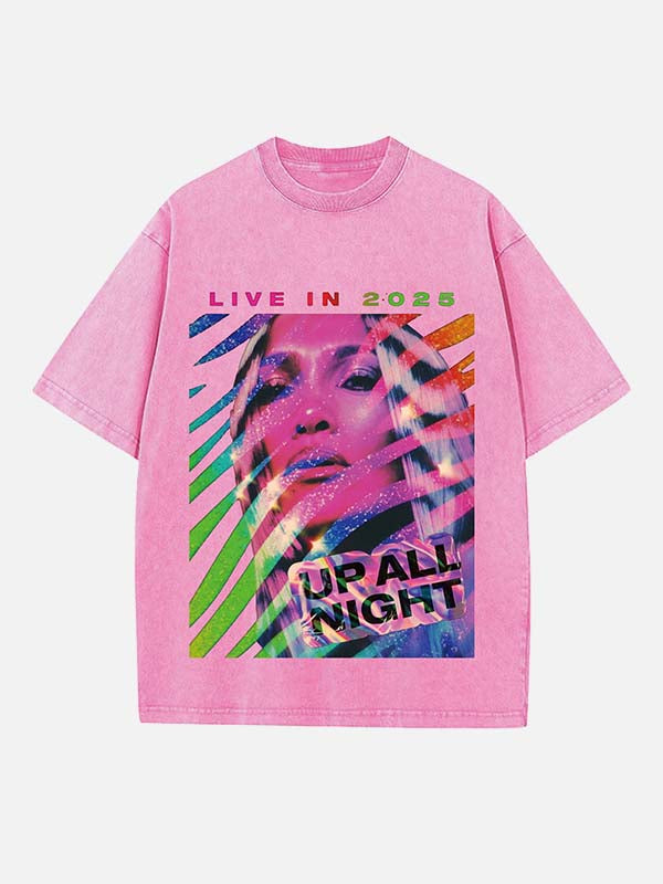 Jennifer Lopez Print Round Neck T-shirt