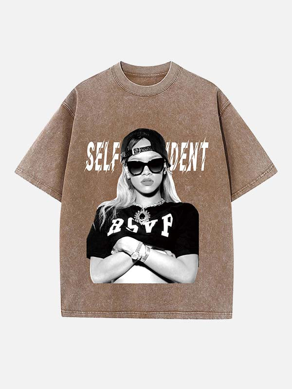 Rihanna Print Round Neck T-shirt