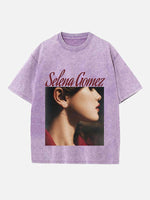 Selena Gomez Print Round Neck T-shirt