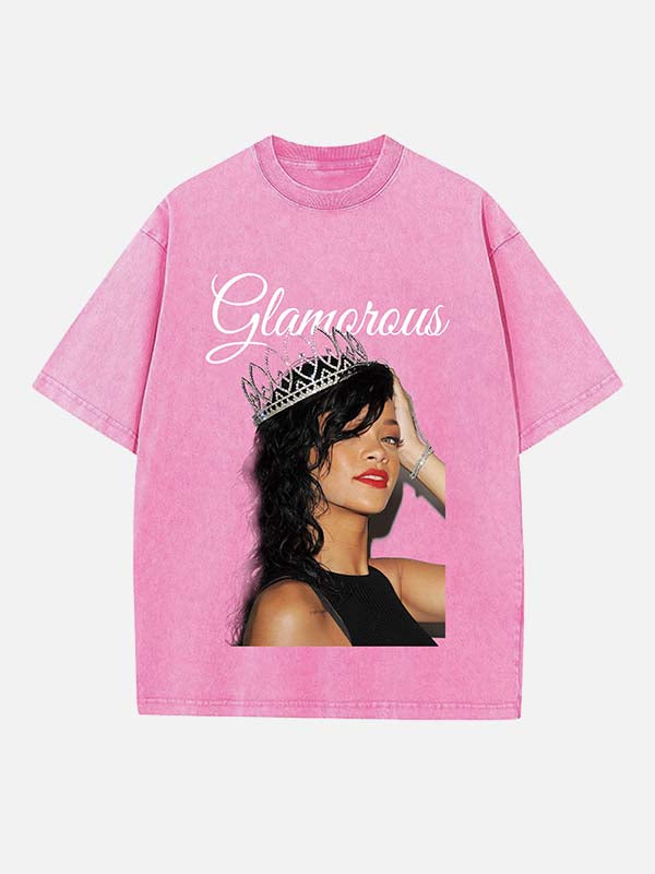 Rihanna Print Round Neck T-shirt