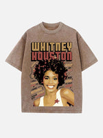 Whitney Houston Print Round Neck T-shirt