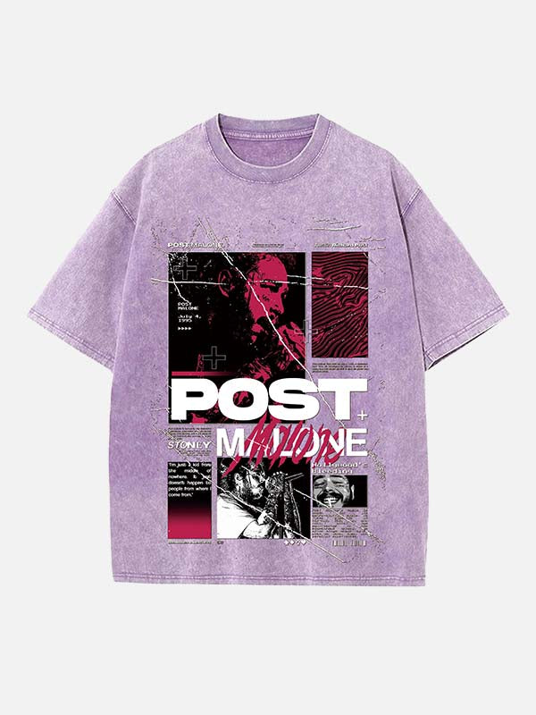 Post Malone Print Round Neck T-shirt