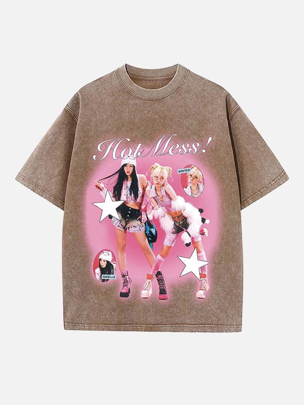 Aespa Print Round Neck T-shirt