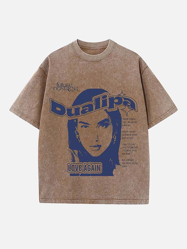 Dua Lipa Print Round Neck T-shirt