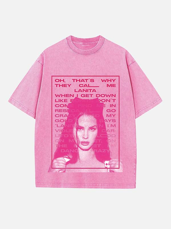Lana Del Rey Print Round Neck T-shirt