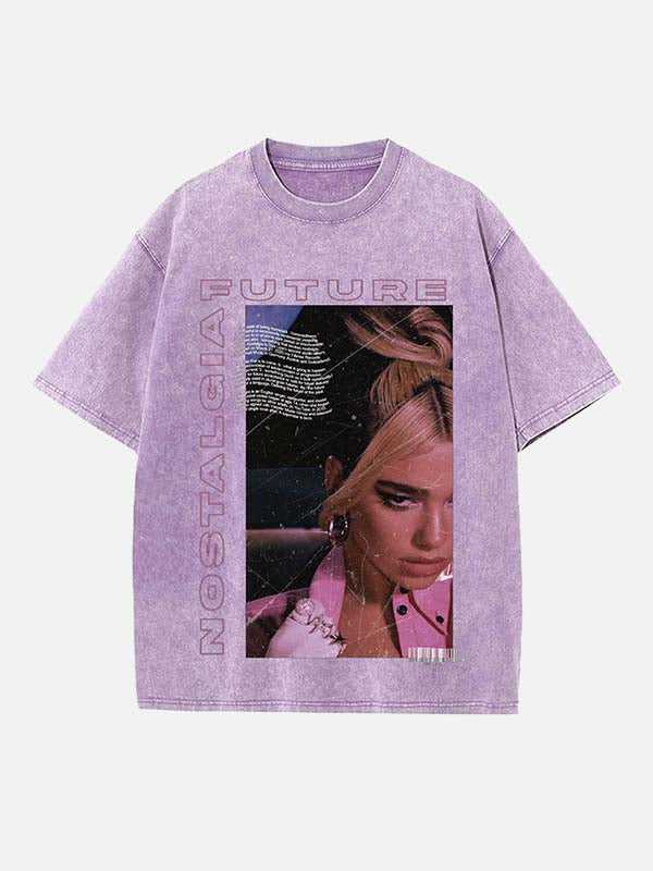 Dua Lipa Print Round Neck T-shirt