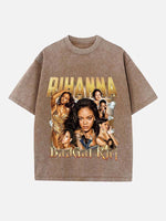 Rihanna Print Round Neck T-shirt