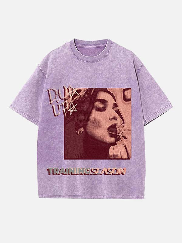 Dua Lipa Print Round Neck T-shirt