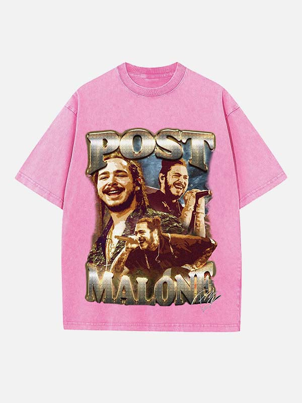 Post Malone Print Round Neck T-shirt