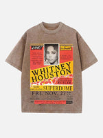 Whitney Houston Print Round Neck T-shirt