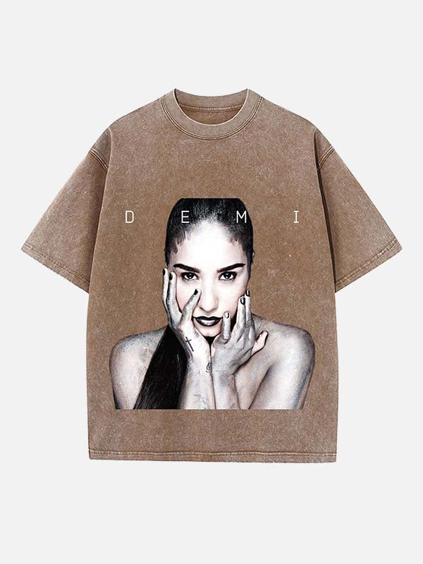 Demi Lovato Print Round Neck T-shirt