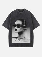 Rihanna Print Round Neck T-shirt