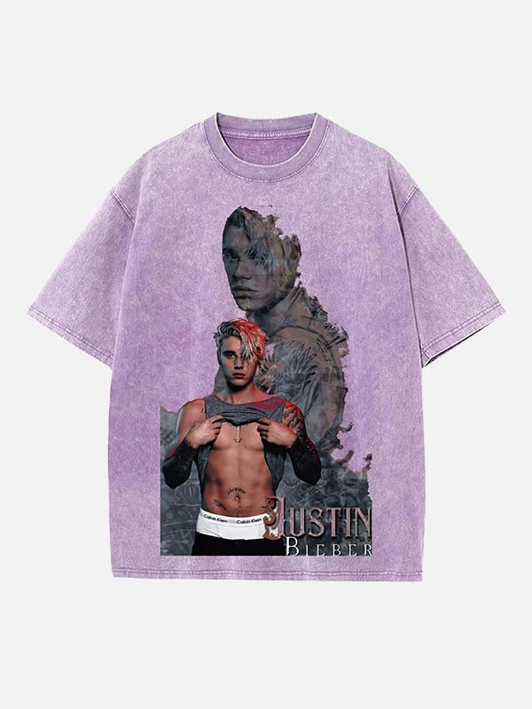 Justin Bieber Print Round Neck T-shirt