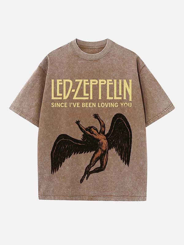 Led Zeppelin Print Round Neck T-shirt
