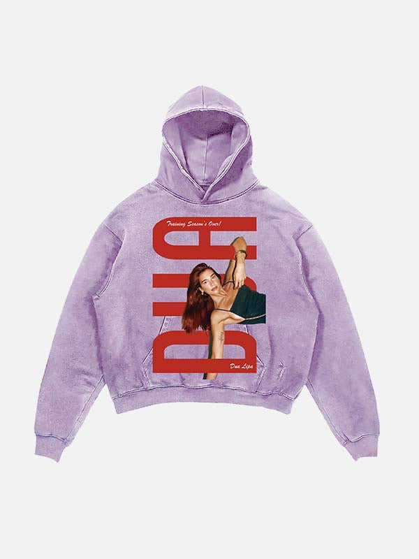 Dua Lipa Print Slant Pockets Hoodie