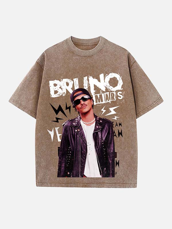 Bruno Mars Print Round Neck T-shirt