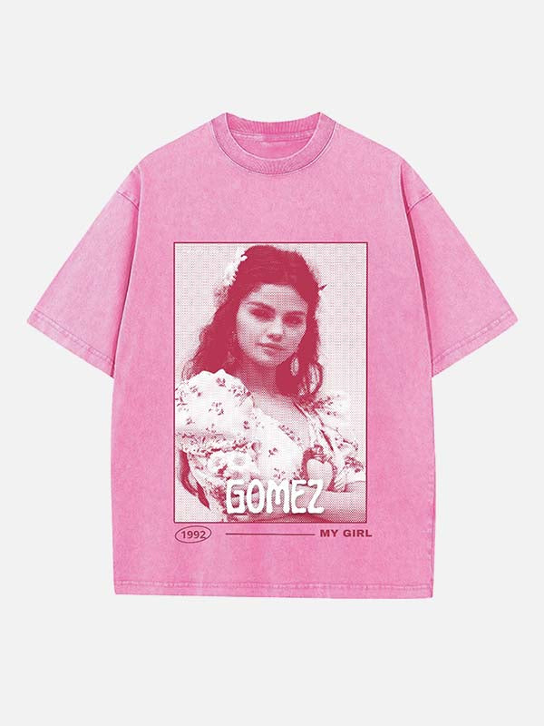 Selena Gomez Print Round Neck T-shirt