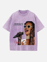 Rihanna Print Round Neck T-shirt