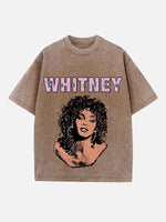 Whitney Houston Print Round Neck T-shirt