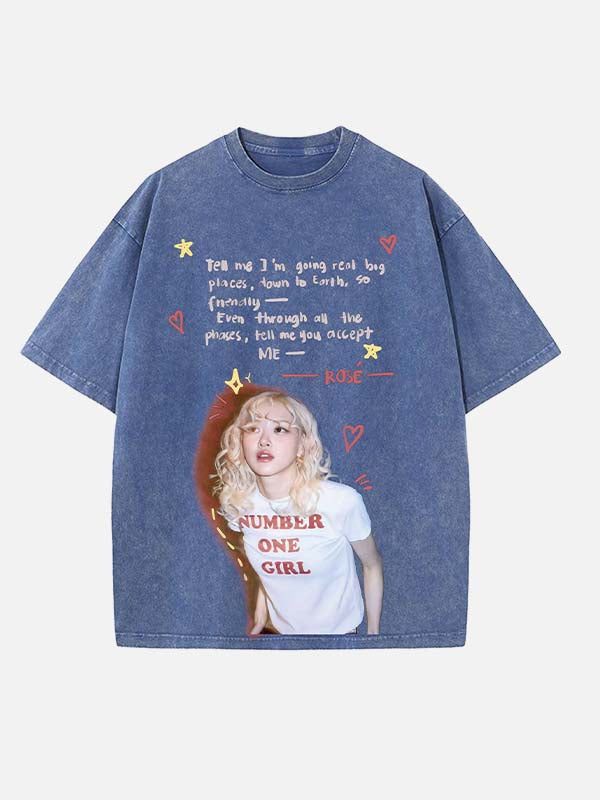 BLACKPINK Rosé Print Round Neck T-shirt