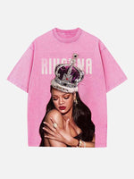 Rihanna Print Round Neck T-shirt