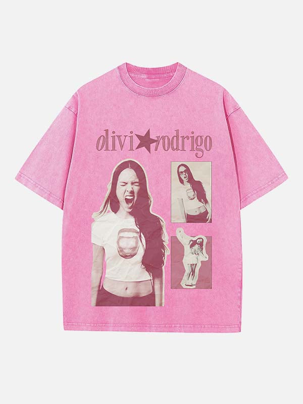 Olivia Rodrigo Print Round Neck T-shirt