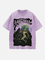 Lady Gaga Print Round Neck T-shirt