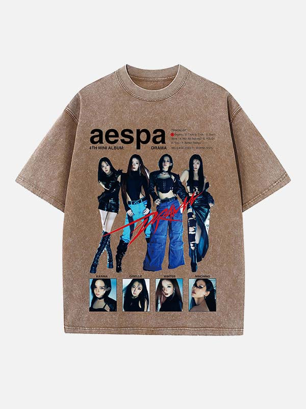 Aespa Print Round Neck T-shirt