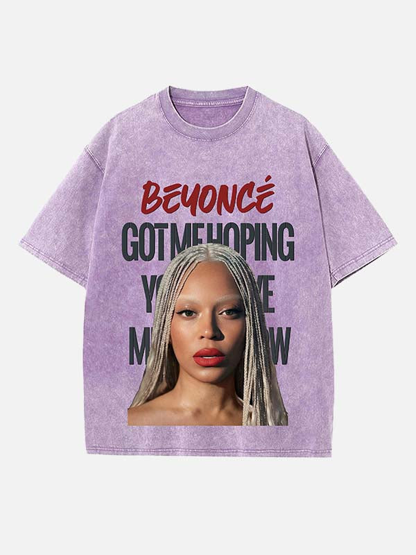 Beyoncé Print Round Neck T-shirt