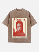 Rihanna Print Round Neck T-shirt