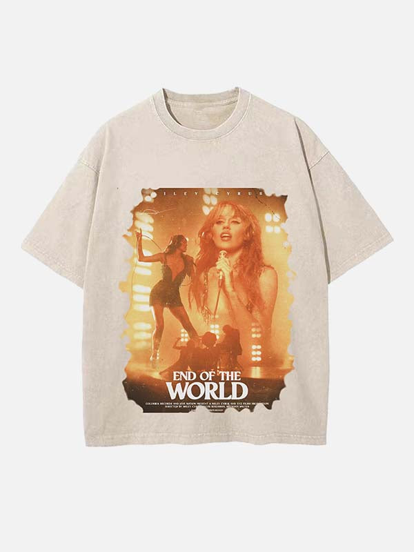 Miley Cyrus Print Round Neck T-shirt
