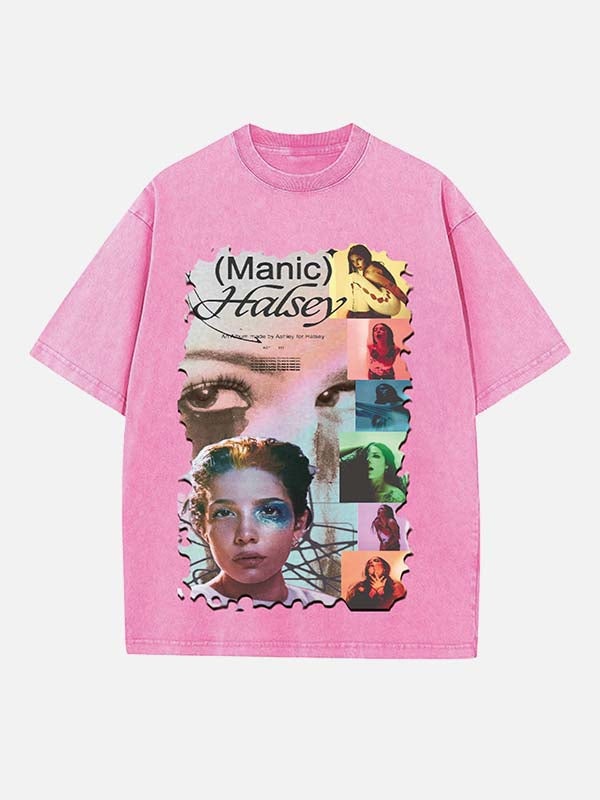 Halsey Print Round Neck T-shirt