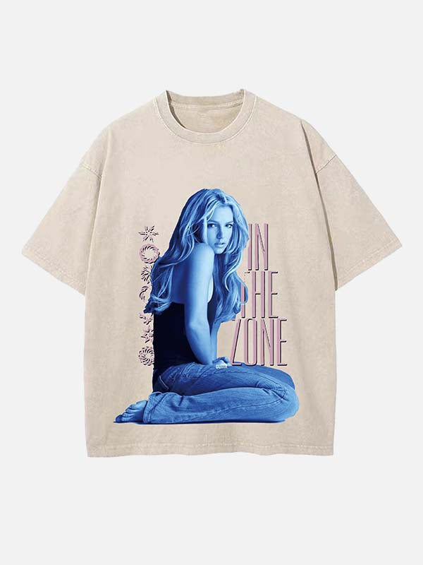 Britney Spears Print Round Neck T-shirt