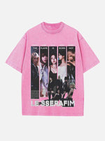 LE SSERAFIM Print Round Neck T-shirt