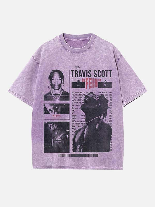 Travis Scott Print Round Neck T-shirt