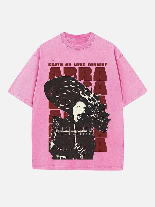 Lady Gaga Print Round Neck T-shirt