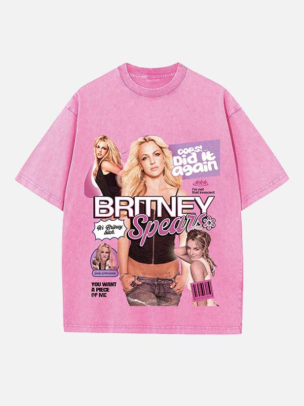 Britney Spears Print Round Neck T-shirt