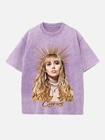 Miley Cyrus Print Round Neck T-shirt