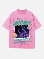 Whitney Houston Print Round Neck T-shirt