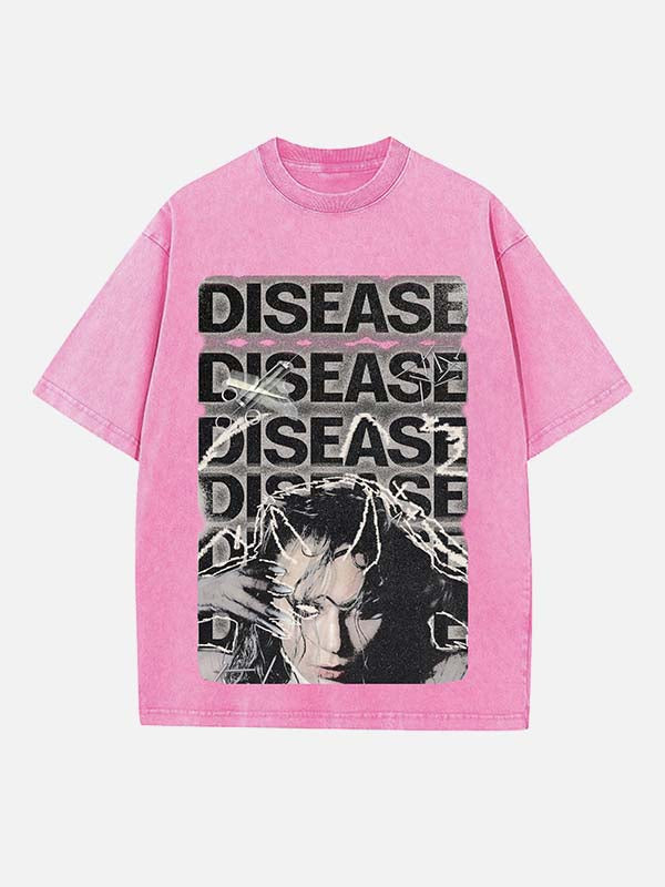 Lady Gaga Print Round Neck T-shirt