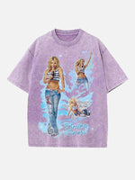 Britney Spears Print Round Neck T-shirt