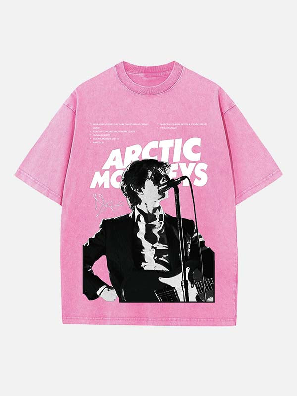 Arctic Monkeys Print Round Neck T-shirt