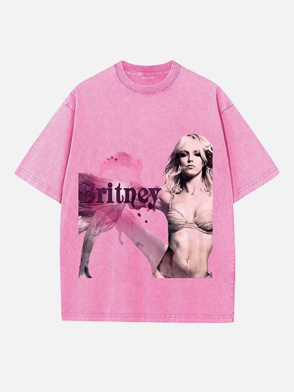 Britney Spears Print Round Neck T-shirt