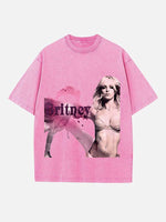 Britney Spears Print Round Neck T-shirt
