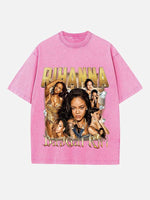 Rihanna Print Round Neck T-shirt