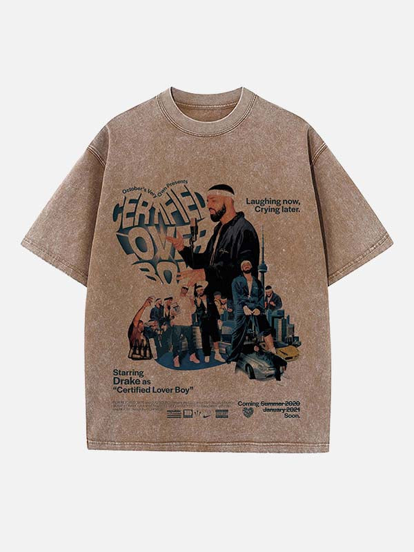 Drake Print Round Neck T-shirt