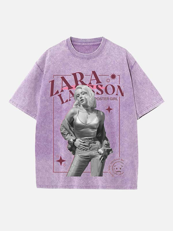 Zara Larsson Print Round Neck T-shirt