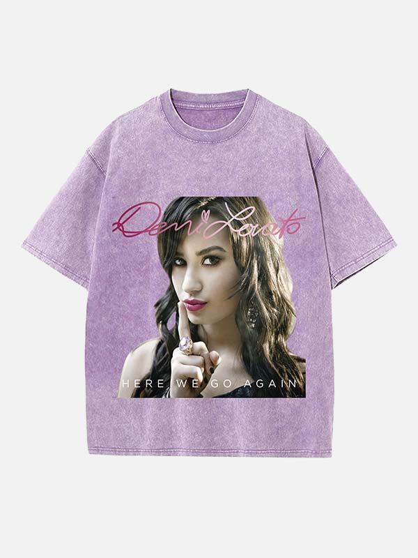 Demi Lovato Print Round Neck T-shirt